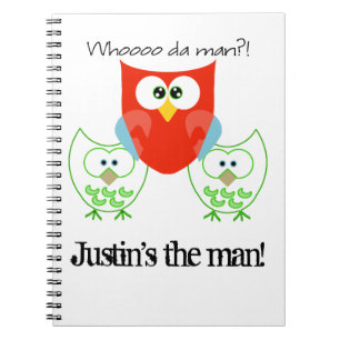 Who da Man? 3 Retro Coloured Owls Notebook