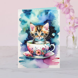 Who Doesn't Love A Kitty In A Teacup? Card