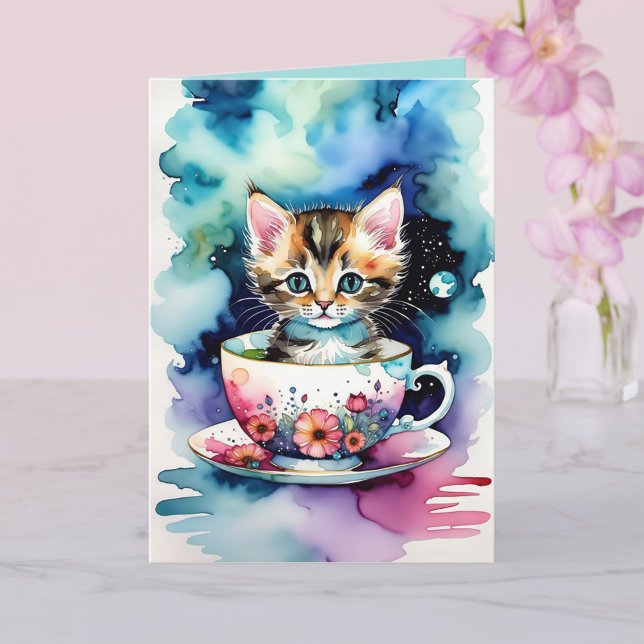 Who Doesn't Love A Kitty In A Teacup? Card (Creator Uploaded)