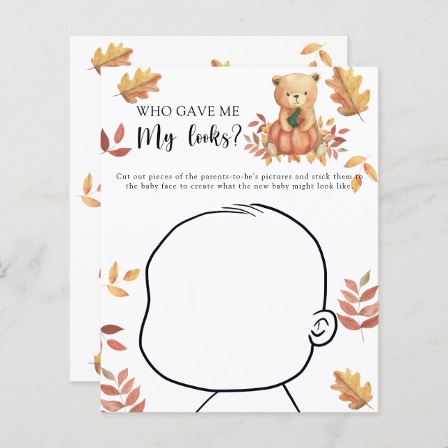 Who gave me my looks baby shower game (Front/Back)