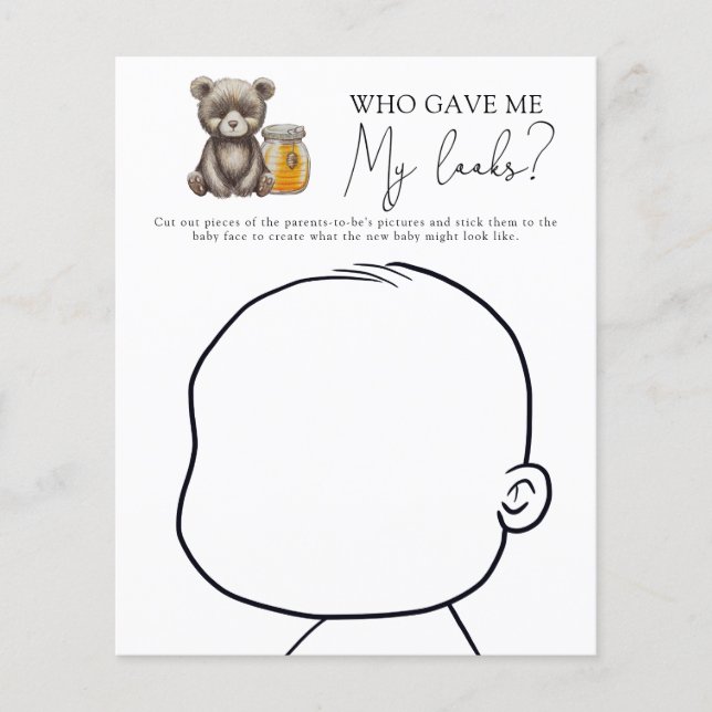 Who gave me my looks baby shower game (Front)