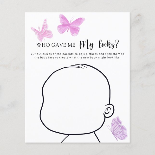 Who gave me my looks baby shower game (Front)
