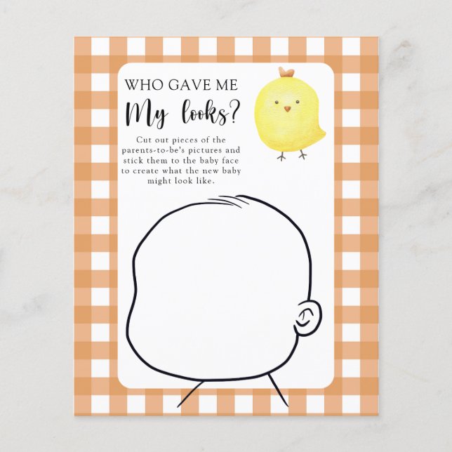 Who gave me my looks baby shower game (Front)