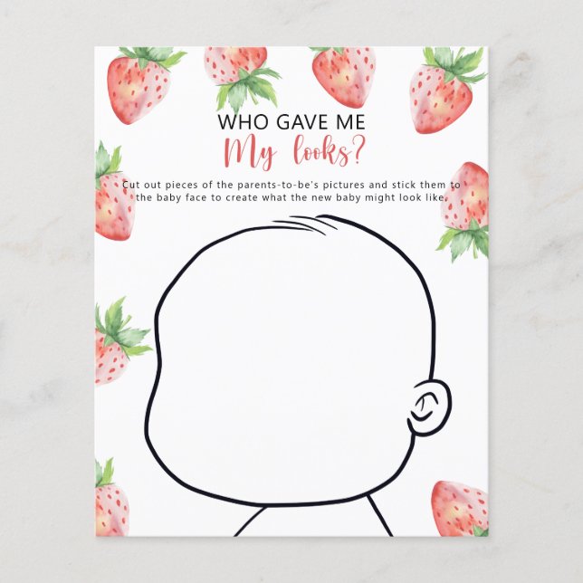 Who gave me my looks baby shower game (Front)