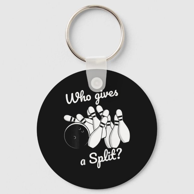 Who Gives A Split Retro Bowling Tee Fathers Day Gi Keychain (Front)