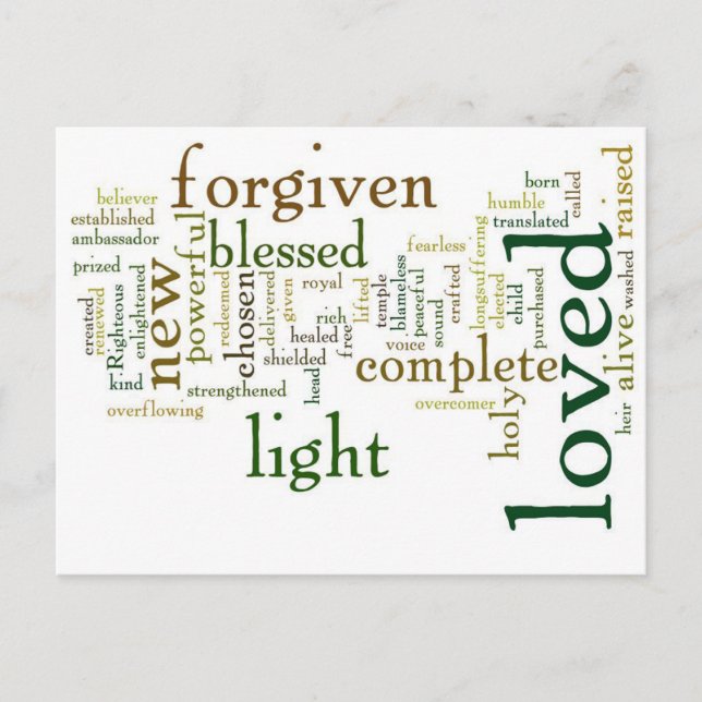 Who I am in Christ Light Colours Postcard (Front)