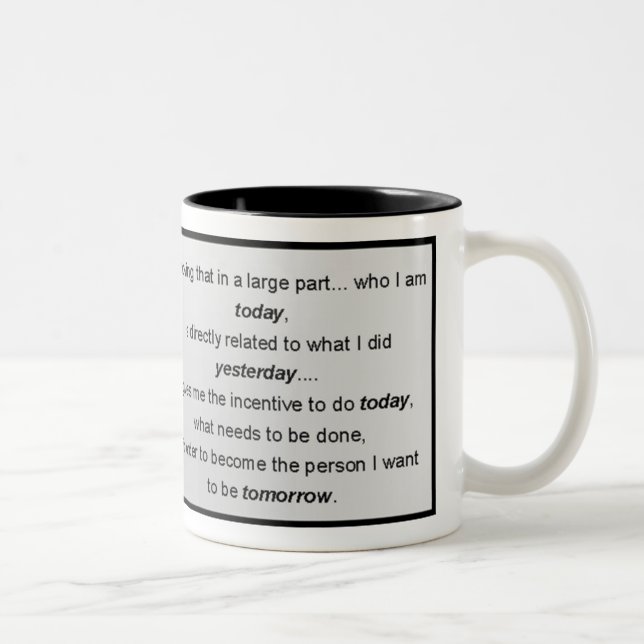 Who I Am Today Inspirational Verse Two-Tone Coffee Mug (Right)