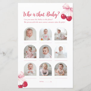 Who is that Baby Photo Game Pink Cherry Sign
