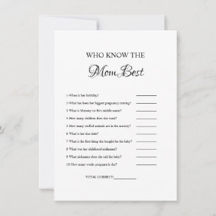 Who know the mom the best baby shower game Card