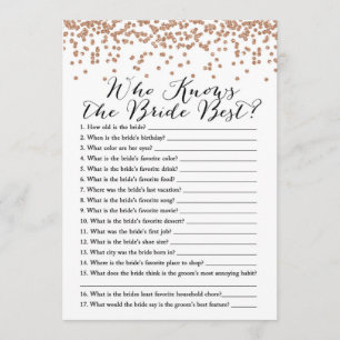Who Knows Bride Best Bridal Shower Game 5x7 Invitation