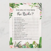 Who Knows Bride Best Fiesta Bridal Shower Game