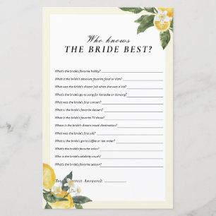 Who Knows Bride Main Squeeze Bridal Shower Game