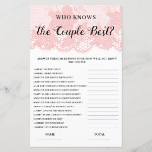Who knows Couple best Pink Lace Bridal Game