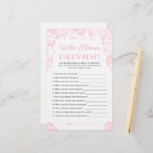 Who knows daddy best Baby Shower Game Card