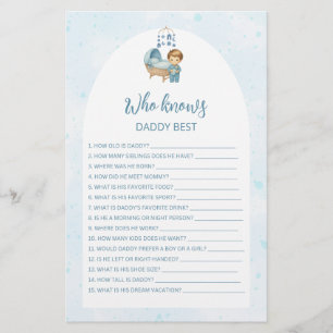 Who knows Daddy best Cute Blue Baby Shower Game 
