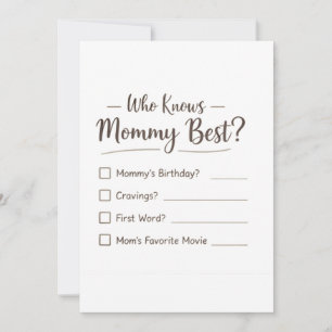 Who Knows Mommy Best? – Baby Shower Game Card