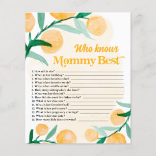 Who Knows Mommy Best Baby Shower Game Citrus Theme