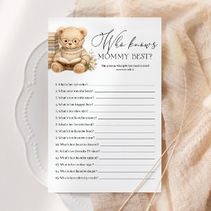 Who Knows Mommy Best Bear Baby Shower Game