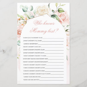 Who knows Mommy best Blush Baby Shower Game