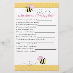 Who knows Mommy Best Bumble Bee Baby Shower Game