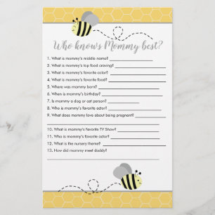 Who knows Mommy Best Bumble Bee Baby Shower Game