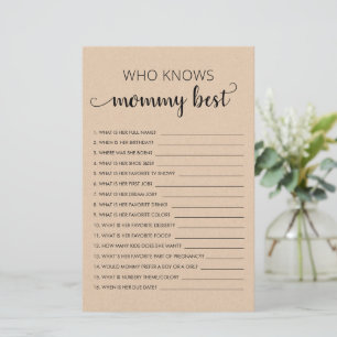 Who knows Mommy Best? Customized Baby Shower Game