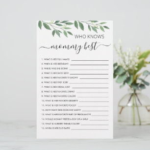 Who knows Mommy Best? Customized Baby Shower Game