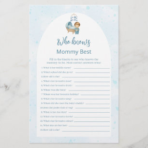 Who knows mommy best Cute Blue Baby Shower Game