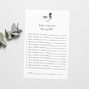 Who Knows Mommy Best Duck Baby Shower Game 
