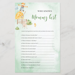 Who knows mommy best farm theme Baby Shower game