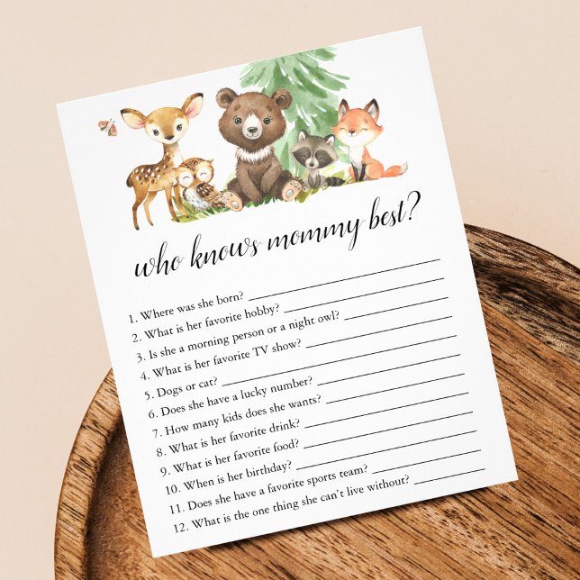 Who Knows Mommy Best Game Animals Baby Shower Flyer (Creator Uploaded)
