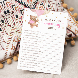 Who Knows Mommy Best Game Baby Shower Party Card