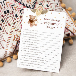Who Knows Mommy Best Game Baby Shower Party Card