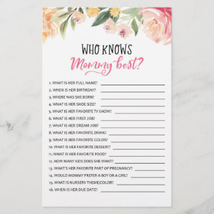 Who knows mommy best? Game Baby Shower Party game