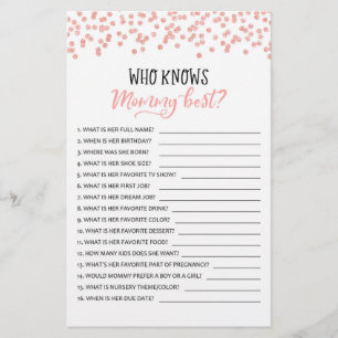 Who knows mommy best? Game Baby Shower Party game