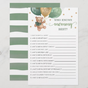 Who Knows Mommy Best Game Baby Shower Teddy Bear 