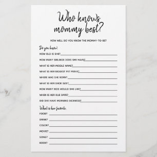 Who Knows Mommy Best Minimalist Baby Shower Game