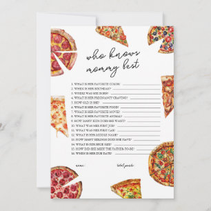 Who Knows Mommy Best Pizza Baby Shower Game Card