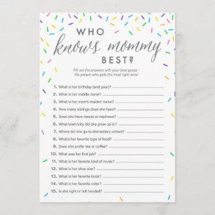 Who Knows Mommy Best Shower Game Card - Sprinkles