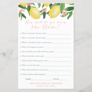 Who Knows Our Bride The Best Shower Quiz Game Card