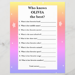 Who Knows The Birthday Girl Best Add Name Flyer