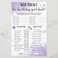 Who Knows The Birthday Girl Best Game - Purple
