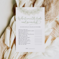 Who Knows The Bride And Groom Best Bridal Game
