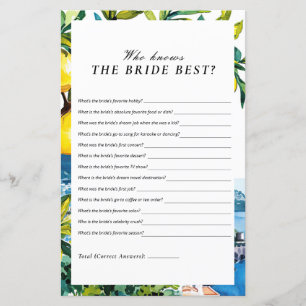 Who Knows the Bride Best Amalfi Bridal Shower