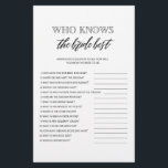 Who knows the bride best bridal shower game flyer<br><div class="desc">Enjoy your bridal shower with these simple and cute games. Check out our collection for more bridal shower games in the same style. Please note that these games are not editable.</div>