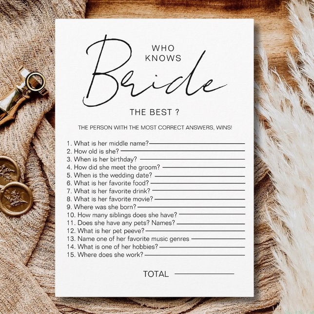 Who knows The Bride Best Bridal Shower Party Games Invitation (Creator Uploaded)