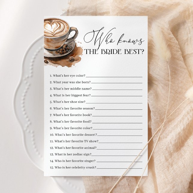 Who Knows The Bride Best Coffee Bridal Shower Game (Creator Uploaded)