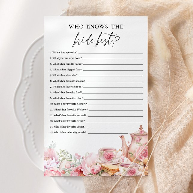 Who Knows The Bride Best Floral Tea Shower Game (Creator Uploaded)