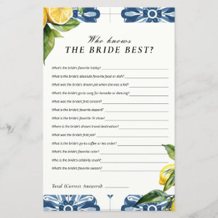 Who Knows the Bride Best Positano Bridal Shower