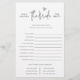 Who Knows The Bride,Minimalist Paper Game Card